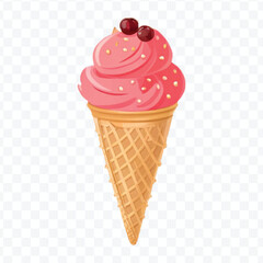 realistic 3d Ice cream cone in different style isolated on transparent background	
