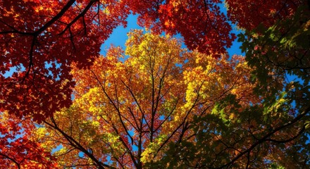 Vibrant Autumn Colors Under a Bright Blue Sky