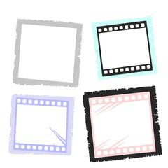 Hand-Drawn Film Frame Set in Pastel Colors. Square photo borders with sketchy style, ideal for scrapbooking, digital albums, and creative design. Retro look with a modern artistic touch.