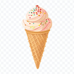 realistic 3d Ice cream cone in different style isolated on transparent background	