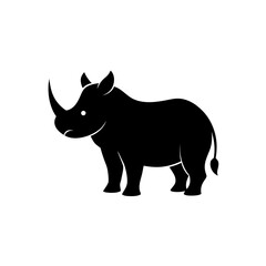 Silhouette illustration of a rhinoceros on transparent background