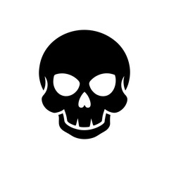 Simple black and white skull illustration on transparent background