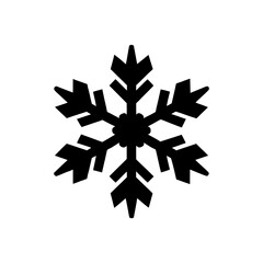 Isolated black snowflake on white ground on transparent background