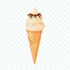 realistic 3d Ice cream cone in different style isolated on transparent background	