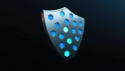 Blue shield on black background