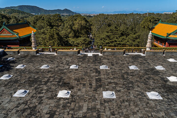  Tower of Fragrance of Buddha, Summer Palace, Beijing, China. Chinese characters say 'Buddha Fragrance Tower'