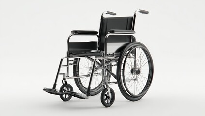 Fototapeta premium a wheelchair design, with a simple and minimalist style, in a black color scheme on a white background. the product rendering effect is created using c4d (cinema 4d) and oc (octane) render