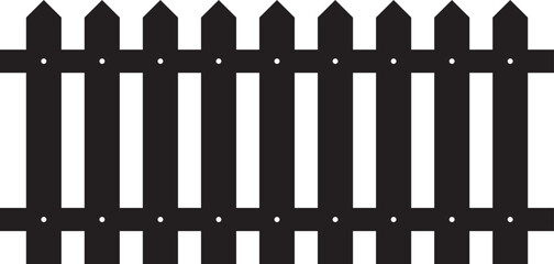 Wooden Fence Icon. Classic Garden Fencing Symbol. Simple Wooden Fence cassic picket fence that embodies simplicity and security with its clean lines and rustic charm.collection of Garden fence wooden.