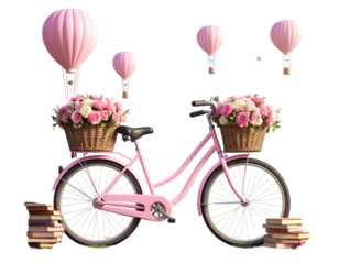Unique Scene of a Pink Bicycle with Whimsical Props