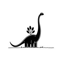 Obraz premium Brachiosaurus. Brachiosaurus simple black and white line art vector logo