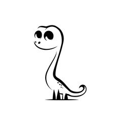 Fototapeta premium Apatosaurus. Apatosaurus simple black and white line art vector logo