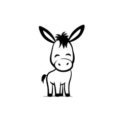 donkey. donkey simple black and white line art vector logo