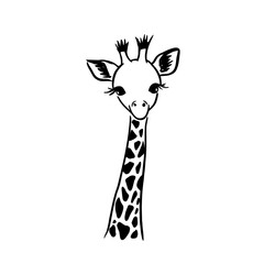Obraz premium Giraffe. Giraffe simple black and white line art vector logo