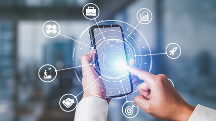 Startup launch and business growth concept, rocket symbolism, entrepreneurship, startup innovation,...