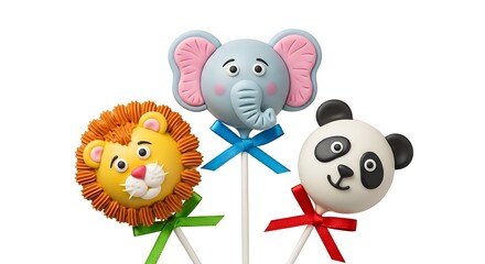 Obraz premium Animal Cake Pops for Children’s Party 