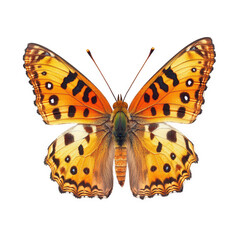 Obraz premium A beautiful orange butterfly with black spots isolated on transparent background