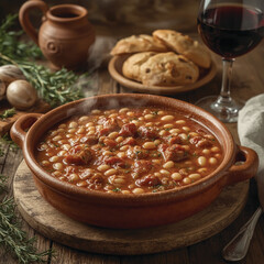 fabada asturiana on table