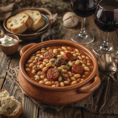 fabada asturiana on table