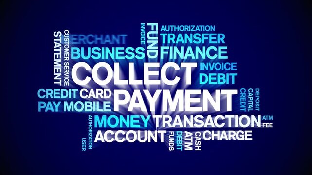 Collect Payment animated word cloud-text design animation tag kinetic typography seamless loop.
