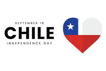 Chile Independence Day September 18, Heart Flag, Vector, Editable stroke, illustration