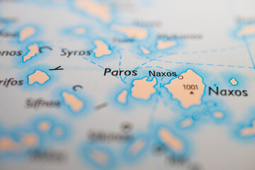 Detailed map showing Paros and Naxos island areas.