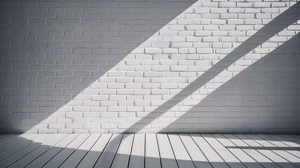 Fototapeta premium Minimalist White Bricks wall with Striped Shadows