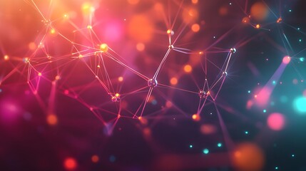 Abstract Network of Glowing Orbs and Lines in Vibrant Colors image photo