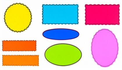 Colorful Blank Shapes Oval, Rectangular, and Square Labels