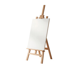 Side Angle View of Wooden Easel with Blank Canvas