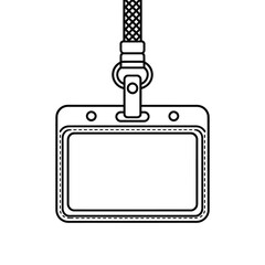 Blank identification badge holder with lanyard outline