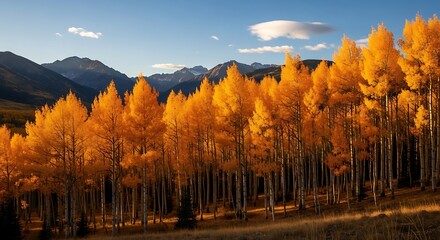 Autumn Aspen Forest Scenic View.