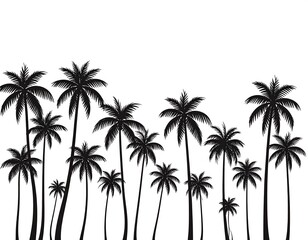 Obraz premium Silhouette of palm trees against a clean backdrop, evoking tropical scenery