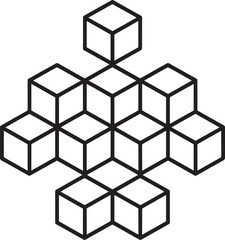 Isometric Cube Structure on Transparent Background for 3D Design and Geometric Patterns