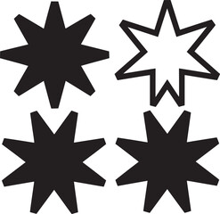 Star Shape Collection with Various Point Counts and Styles for Diverse Design Applications