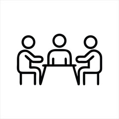 Minimalist line art illustration of three stylized figures in vector