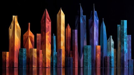 Various Colors Sharply Folded Skyline