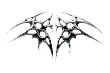 Neo tribal y2k tattoo with heart shape. Cyber sigilism style hand drawn ornaments. Vector illustration of black gothic tribal tattoo designs 