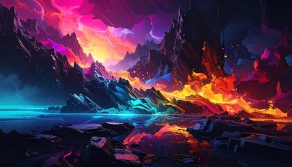 Vibrant, colorful digital landscape