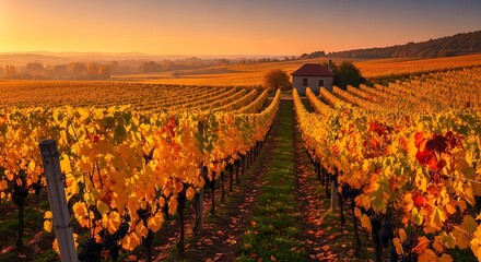 Autumn Vineyard Landscape Beauty.