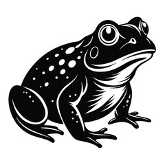 Intricate Silhouette of a Spotted Frog Emblematic Wildlife Illustration Captivating Black and White Depiction of Nature's Amphibian Beauty