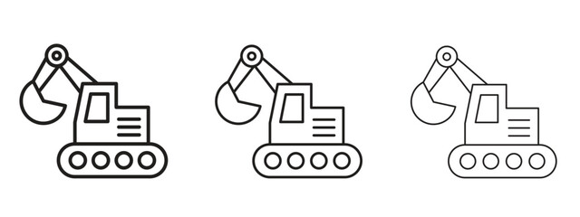 Excavator icon Illustration Eps10. Line with editable stroke