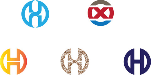 Obraz premium Circular letter H logos blue