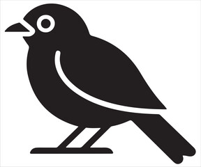 Silhouette of bird vector illustration, black outline of perched small bird symbolizing nature, wildlife, freedom, flying animal, songbird, simple graphic design for environment, natural habitat, and 