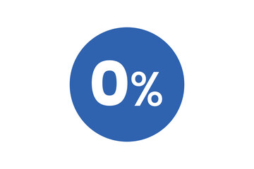 Zero Percent Icon in Blue Circle on transparent background