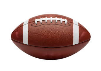 Close-up view of an American football isolated on transparent background