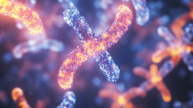 Abstract karyotype chromosomes arranged a circular mosaic pattern