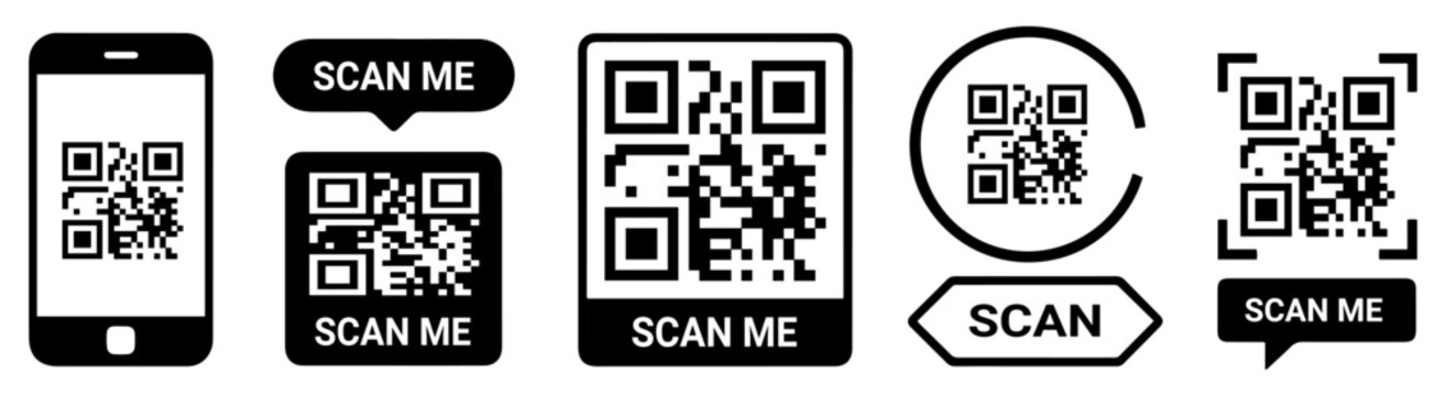 qr code scan icon set
