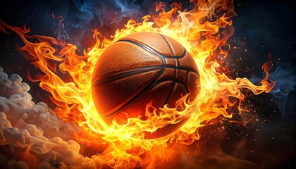 Fototapeta premium Fiery Basketball Intense Sports Action Shot.