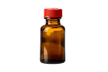 Amber glass essential oil bottle (10ml size) with liquid filled; for mockup purpose (transparent background).  

