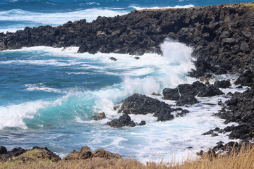 Waves against the rocky coast